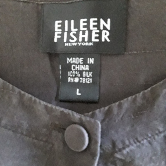 Eileen Fisher brown silk brown cardigan blazer long sleeve women size L - Picture 2 of 5